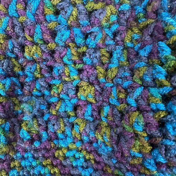 Homemade Knit Beanie Hat Purple Blue Green - Picture 8 of 8